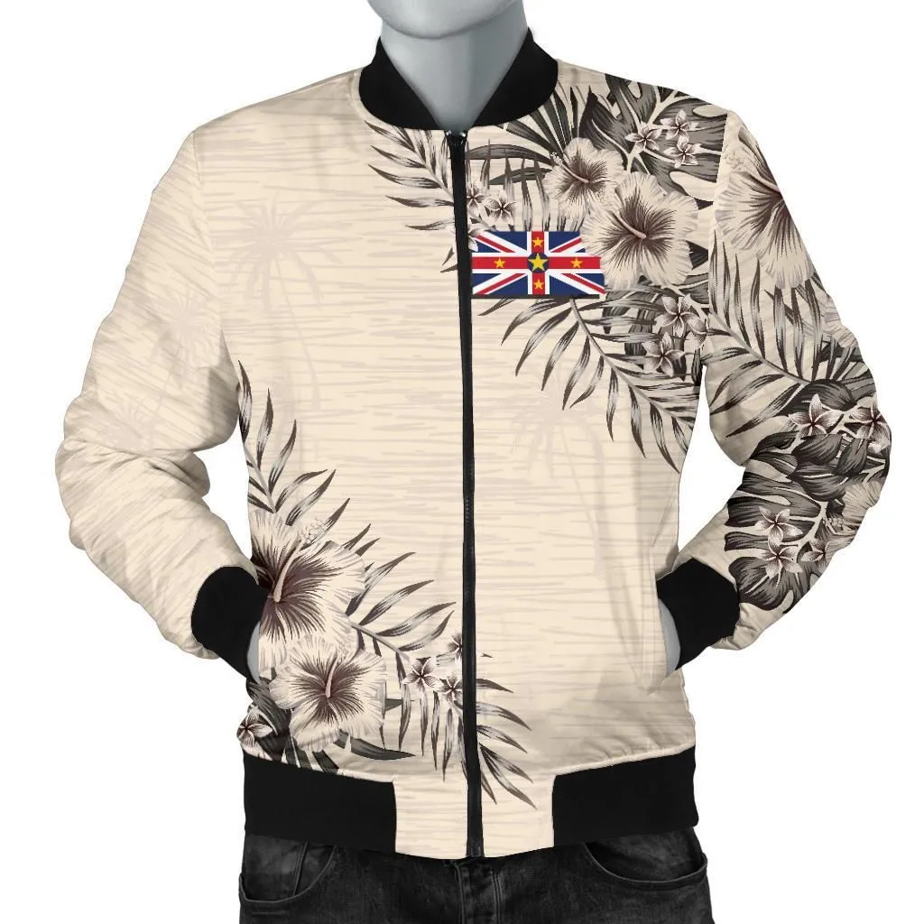 Niue Mens Bomber Jacket - The Beige Hibiscus