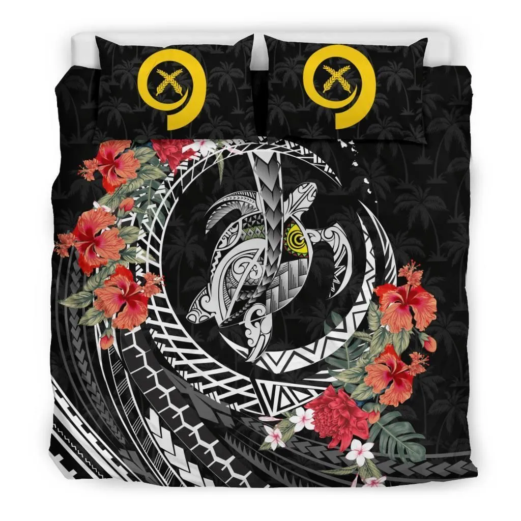 Polynesian Vanuatu Polynesia Map Turtle Hibiscus A Bedding Set Camli Pqn