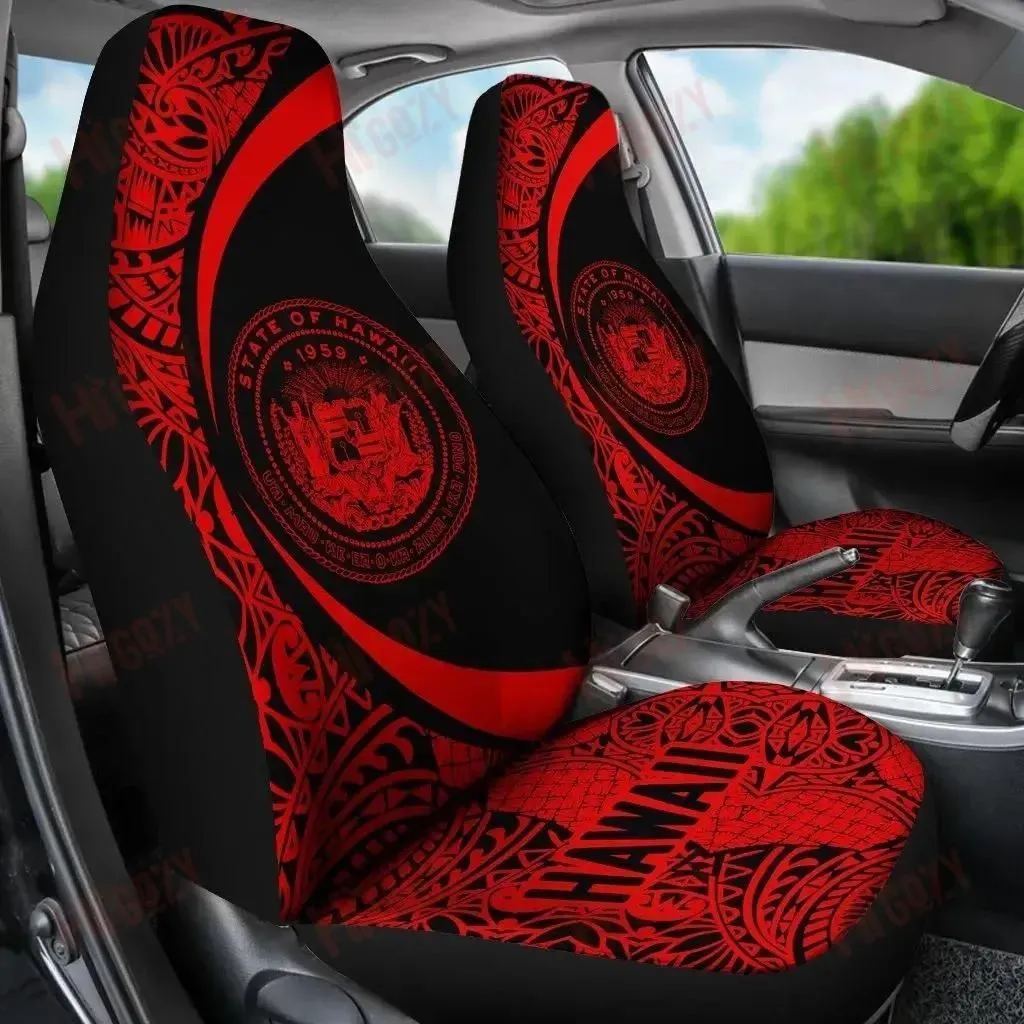 Hawaii Coat Of Arm Polynesian Car Seat Covers - Circle Style 02 J1
