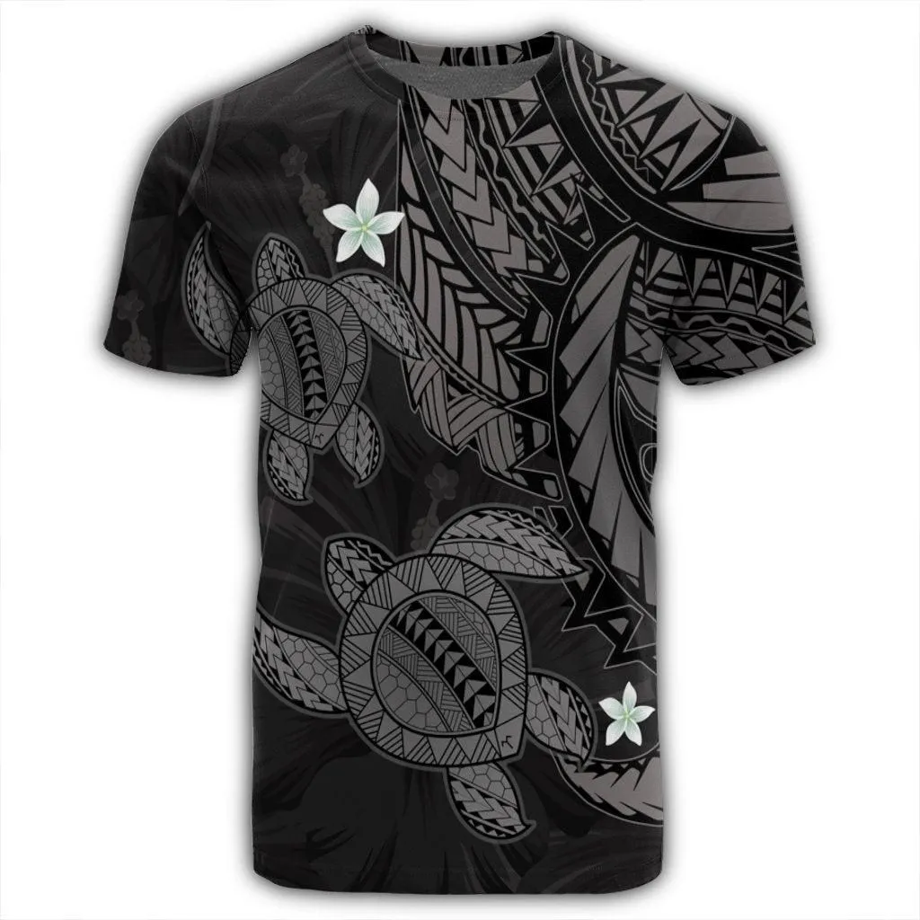 Hawaii Polynesian Turtle Hibiscus T-Shirt - Gray - AH
