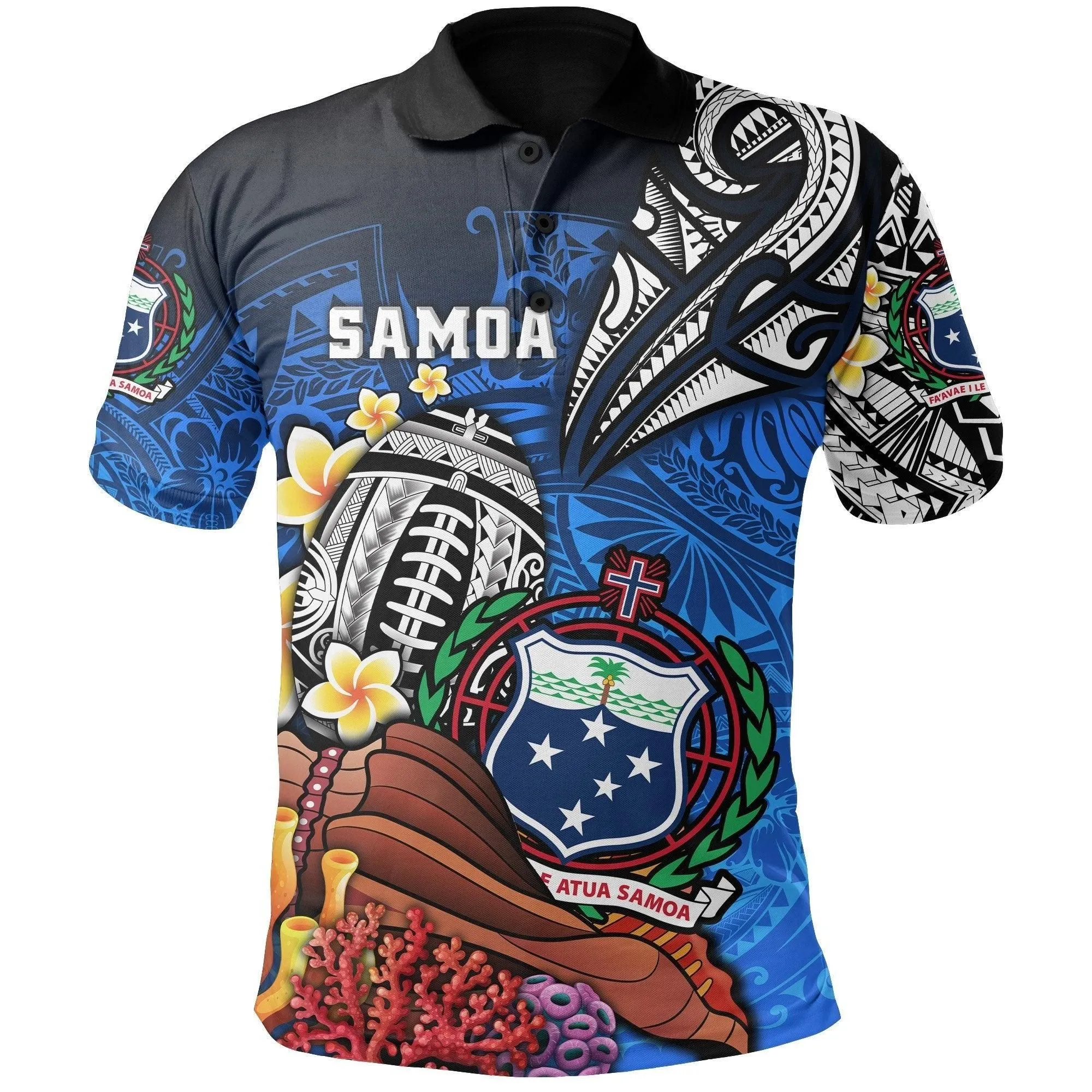 (Custom Personalised) Samoa Rugby Polo Shirt Polynesian Ocean World Style