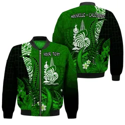 (Custom Personalised) New Caledonia Bomber Jacket Nautilus Green Polynesian Hibiscus LT13