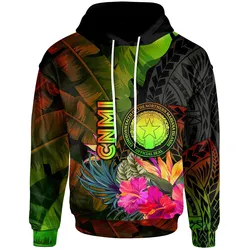 Northern Mariana Islands Polynesian Hoodie- Hibiscus and Banana Leaves