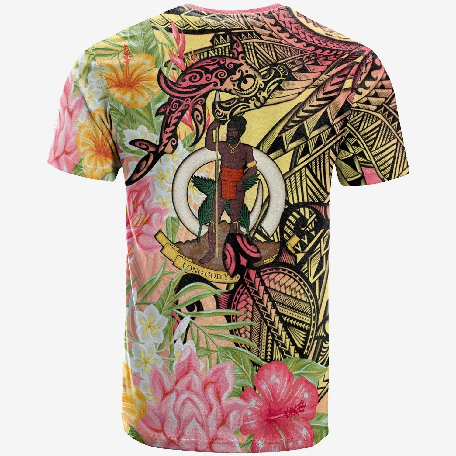 Vanuatu T-Shirt - Flowers Tropical With Sea Animals