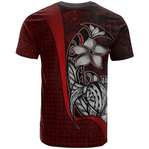 Marshall Islands Polynesian T-Shirt Red Coat of Arm- Turtle with Hook