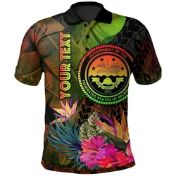 Federated States of Micronesia Polynesian Personalised Polo Shirt - Hibiscus and Banana Leaves - BN15