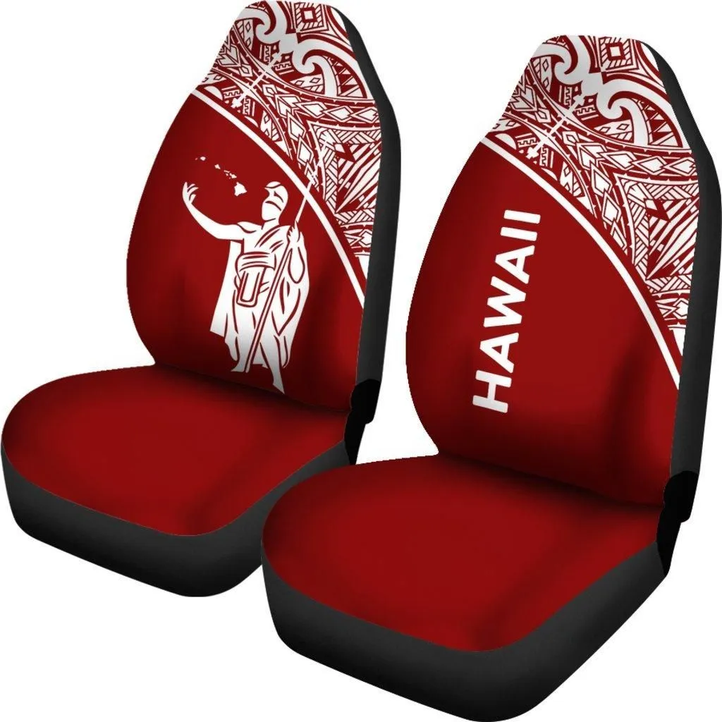 Hawaii Car Seat Covers - Kamehameha King Polynesian Red Curve