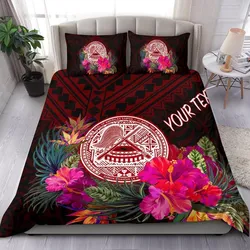FamilyGater Bedding Set - Cover and Pillow Cases American Samoa Personalised - Coat Of Arm With Polynesian Patterns - BN25