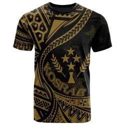 Kosrae State T-Shirt - Plumeria Flowers Gold Version