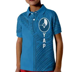 (Custom Personalised) FSM Yap Micronesian Pattern KID Polo Shirt Tattoo Style LT7