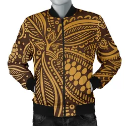 Cocoa Beans Tribal Polynesian Pattern Background MenS Bomber Jacket
