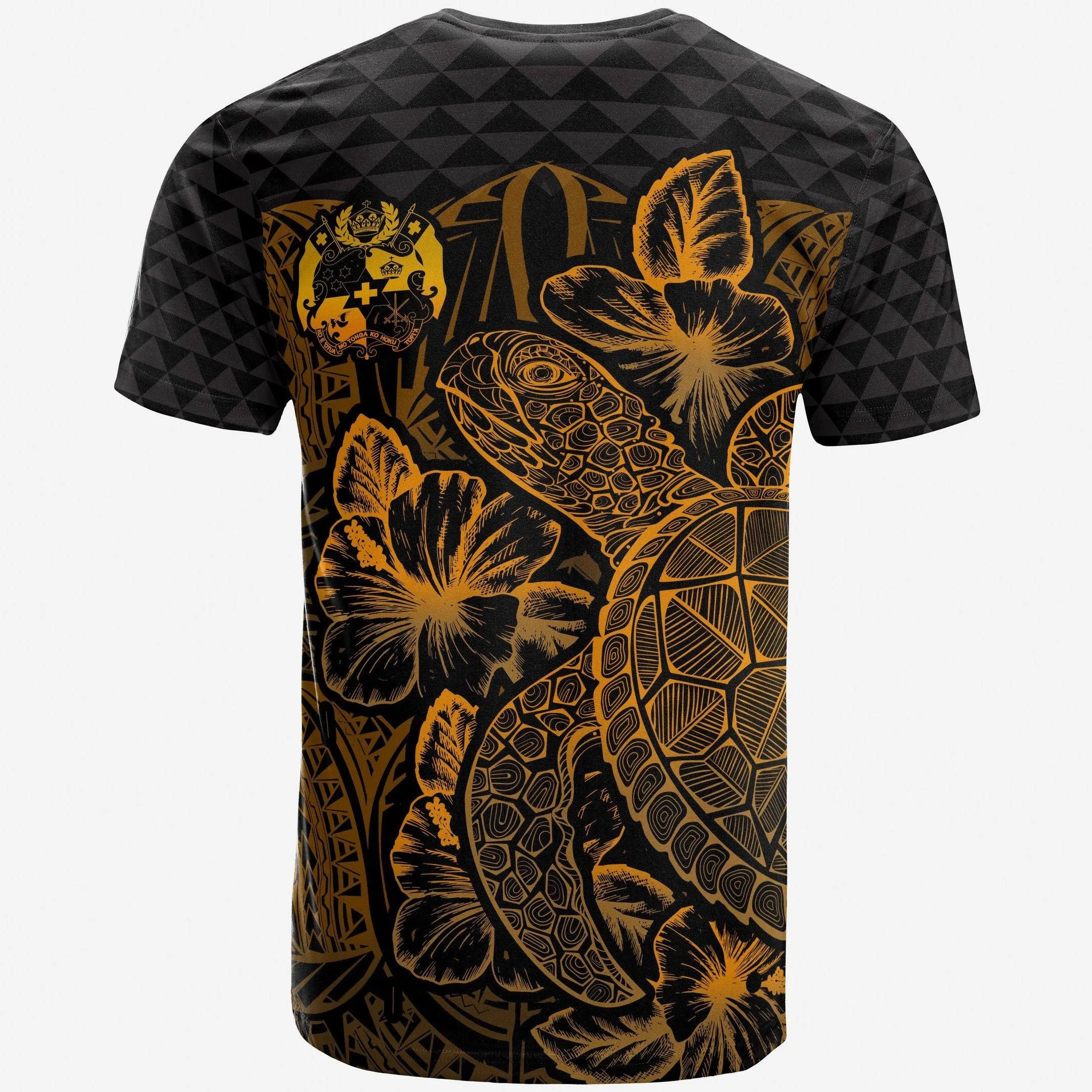 Alohawaii T-Shirt - Tee Tonga Polynesian - Turtle Hibiscus Gold - BN39