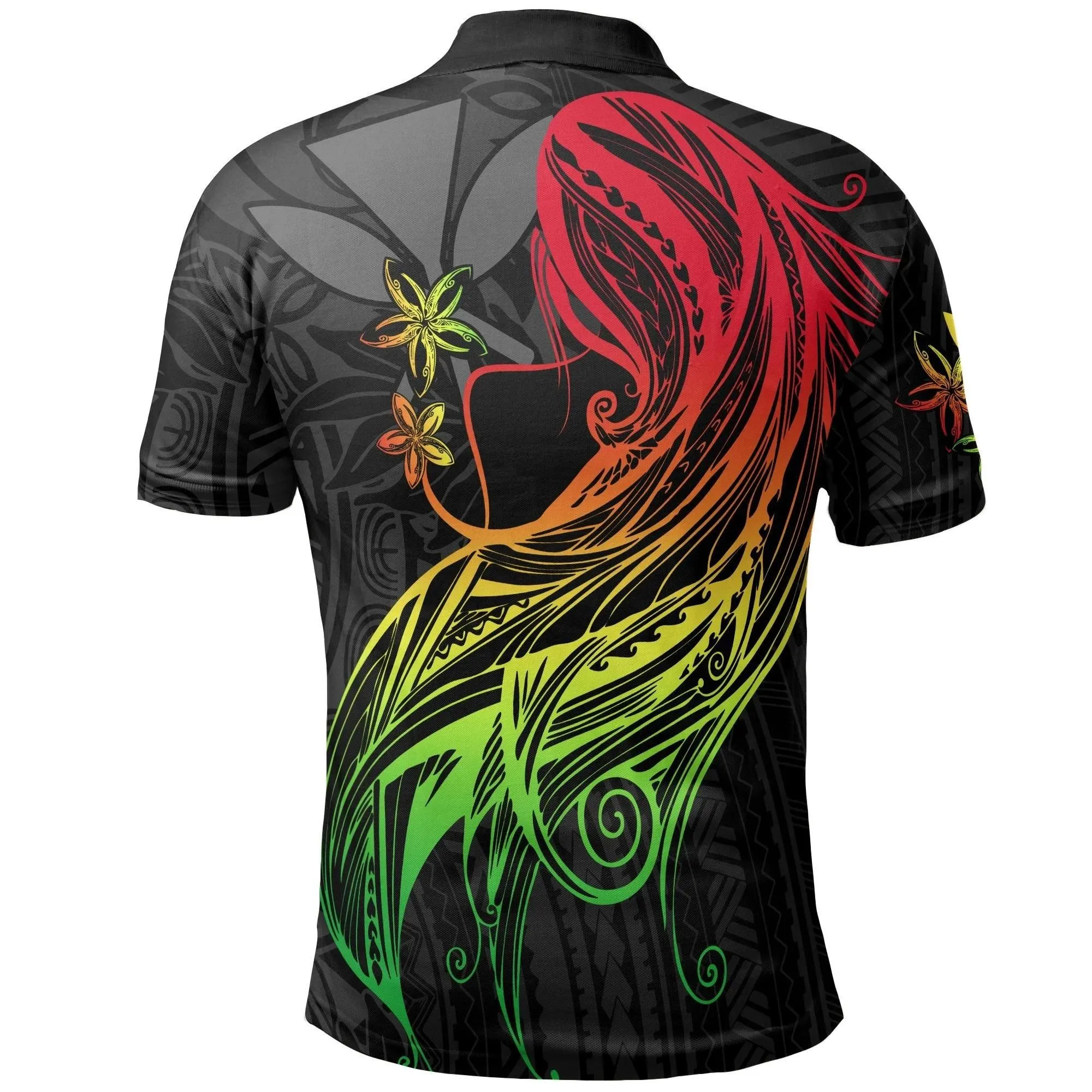 Alohawaii Shirt - Polo Shirt Polynesian Hawaii - Kanaka Maoli Girl Hair Plumeria - BN11