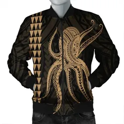 Alohawaii Jacket - Hawaii Octopus KaKau Polynesian Bomber Jacket - Gold - AH - J4R