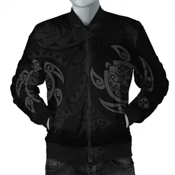 FamilyGater Jacket - Hawaiian Two Turtle Polynesian Bomber Jacket Gray AH - J7R