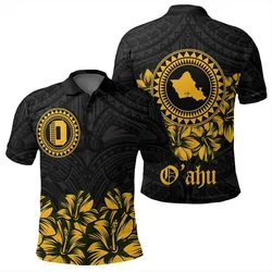 Oahu Map Hibiscus Polynesian Polo Shirt - Lithe Style