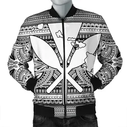 Alohawaii Jacket - Hawaiian Kanaka Polynesian Tribal Bomber Jacket Reggae Color White AH - J7R