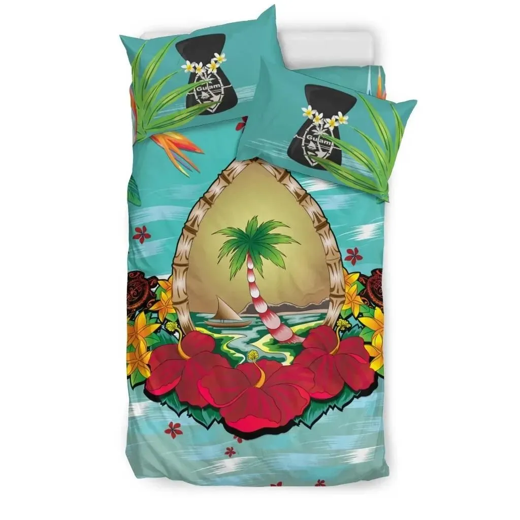 FamilyGater Bedding Set - Cover and Pillow Cases Guam Latte Stones Hibiscus A02
