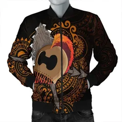 Hawaiian Warrior Helmet Kanaka Polynesian Bomber Jacket