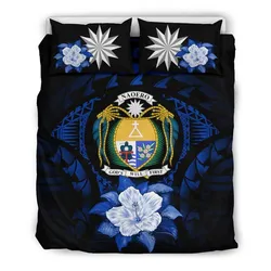 Nauru Dark Blue Hibiscus Bedding Set 