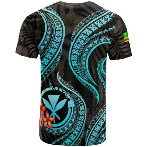 Polynesian Hawaii T-Shirt - Turquoise Plumeria