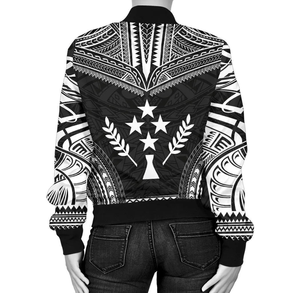 Kosrae Polynesian Chief Women'S Bomber Jacket - Black Version - Bn10