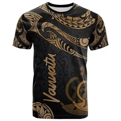 Vanuatu Polynesian T Shirt - Poly Tattoo Gold Version