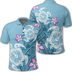 Hawaii Turtle Plumeria Polynesian Simple Polo Shirt