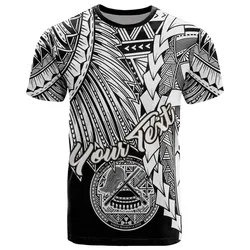 American Samoa Polynesian Custom Personalised T-Shirt - Tribal Wave Tattoo White
