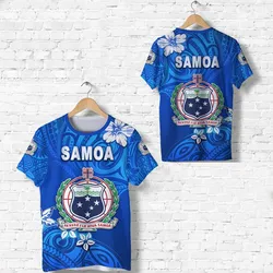 Manu Samoa Rugby T Shirt Unique Vibes Coat Of Arms - Full Blue