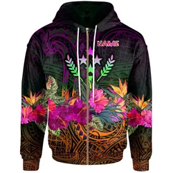 Kosrae Personalised Zip-Up Hoodie - Summer Hibiscus - BN15