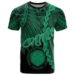 Northern Mariana Islands Polynesian T shirt - Tribal Wave Tattoo Green