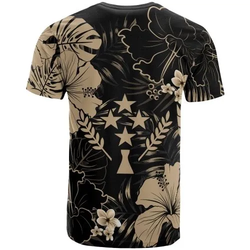Kosrae Micronesia T Shirt - Yellow Hibiscus Palm Monstera