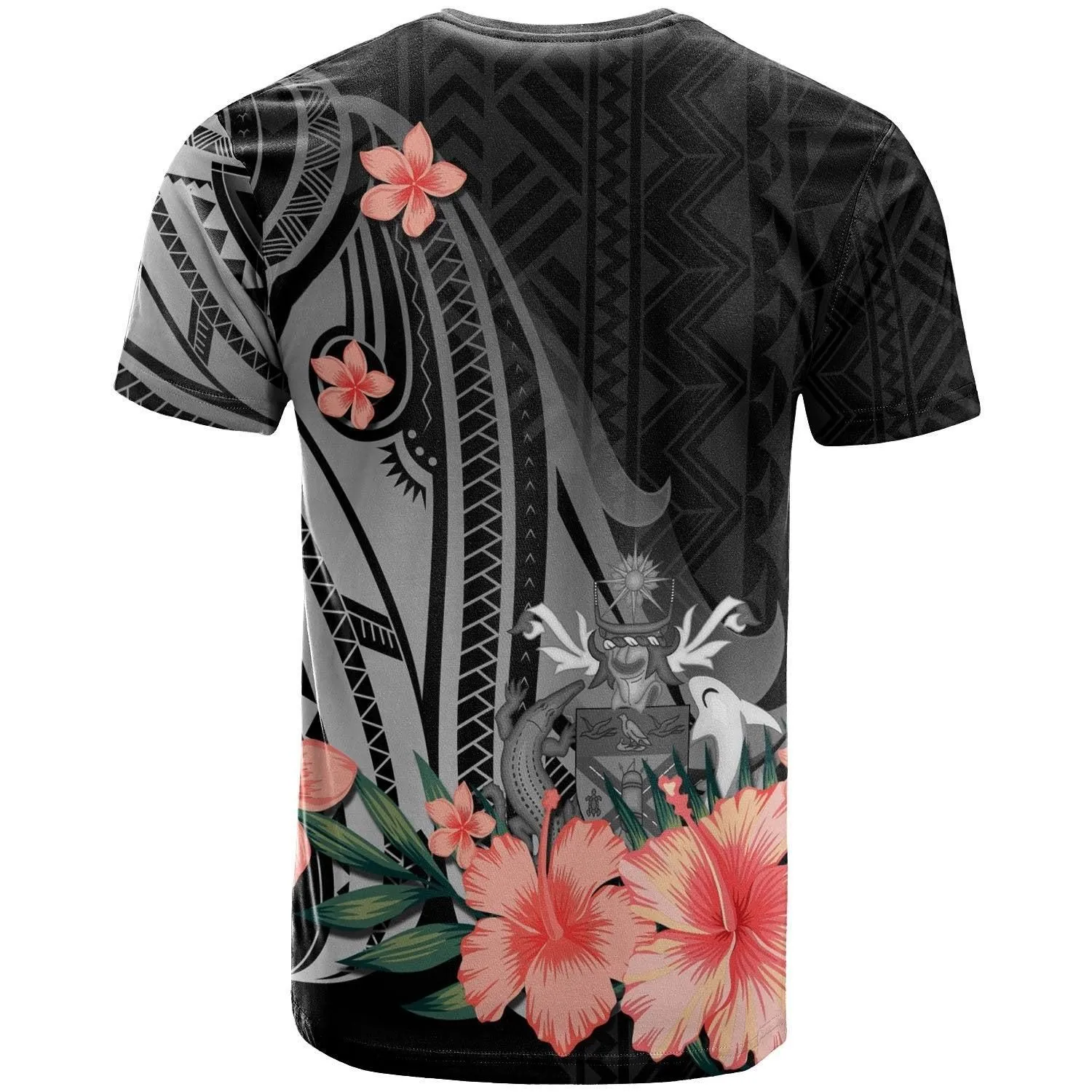 Solomon Islands Personalised Custom T shirt - Polynesian Hibiscus Pattern Style