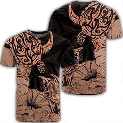 Hawaii Turtle T-Shirt Polynesian Hibiscus Art Organe - AH
