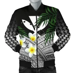 Kanaka Maoli (Hawaiian) Men's Bomber Jacket, Polynesian Plumeria Banana Leaves Gray A02