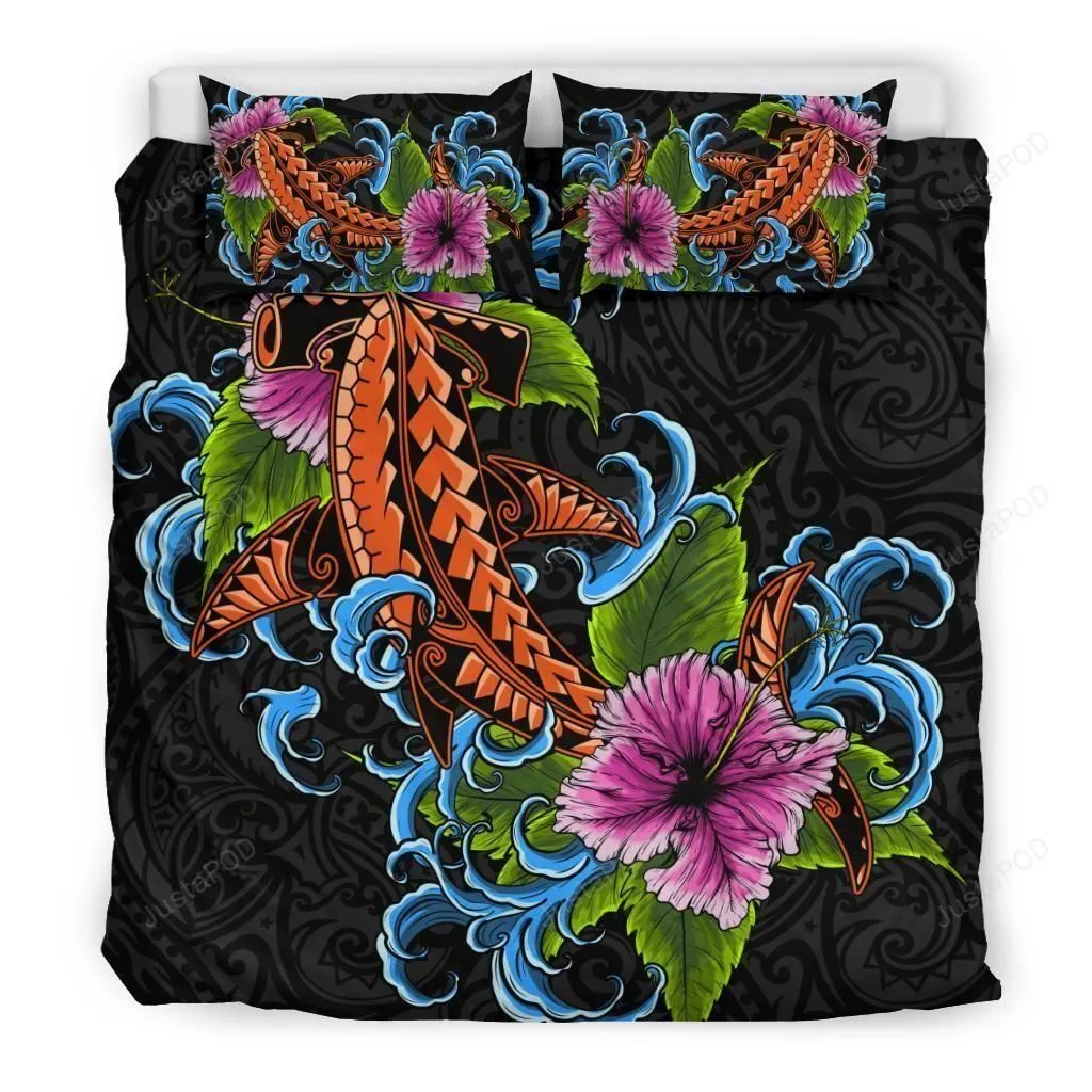 Hawaii Bedding Set - Polynesian Shark Hibiscus - Bn11