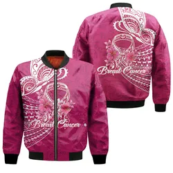 Breast Cancer Pink Ribbon Butterfly Polynesian Pink Version Bomber Jacket - LT12