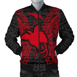 Papua New Guinea Polynesian Mens Bomber Jacket Map Red
