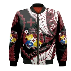 Tonga Emancipation Day Bomber Jacket Kupesi Pattern No.1 Black LT9