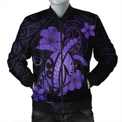 Alohawaii Jacket - Hawaii Turtle Flower Polynesian Bomber Jacket - Purple - AH - J4R