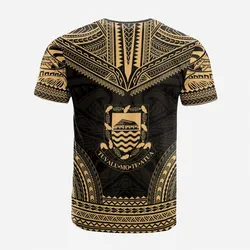 Tuvalu Custom Personalised T shirt - Tuvalu Coat Of Arms Polynesian Chief Tattoo Gold Version