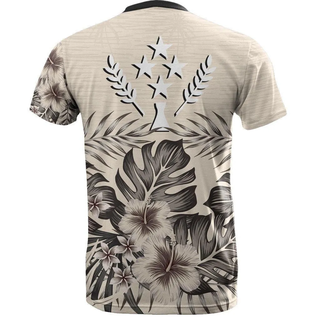Kosrae T Shirt - Kosrae Flag Beige Hibiscus