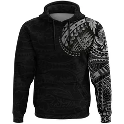 Polynesian Hoodie Tattoo Style Silver A7