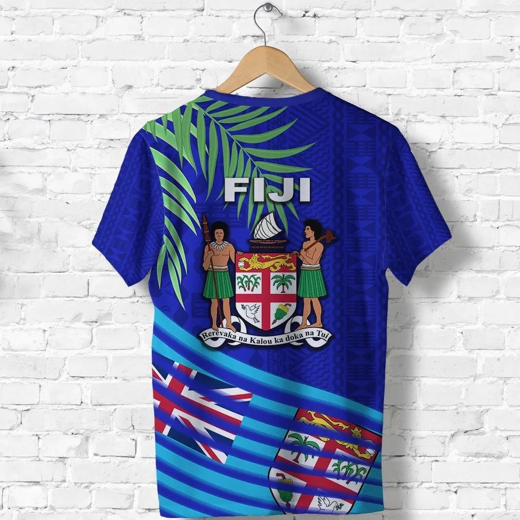 Fiji T shirt Coconut Leaves Rugby Style