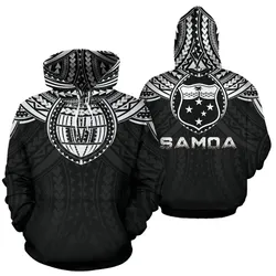 Samoa All Over Hoodie - Samoa Coat Of Arms Polynesian Tattoo