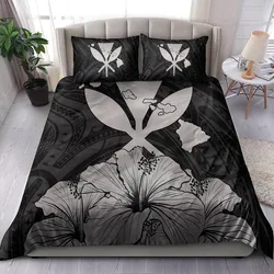 Hawaiian Bedding Set Kanaka Maoli Hibiscus Polynesian Love Gray