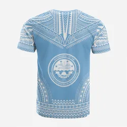 Federated States Of Micronesia Custom Personalised T-Shirt - F S M Seal Polynesian Chief Tattoo Light Blue Version