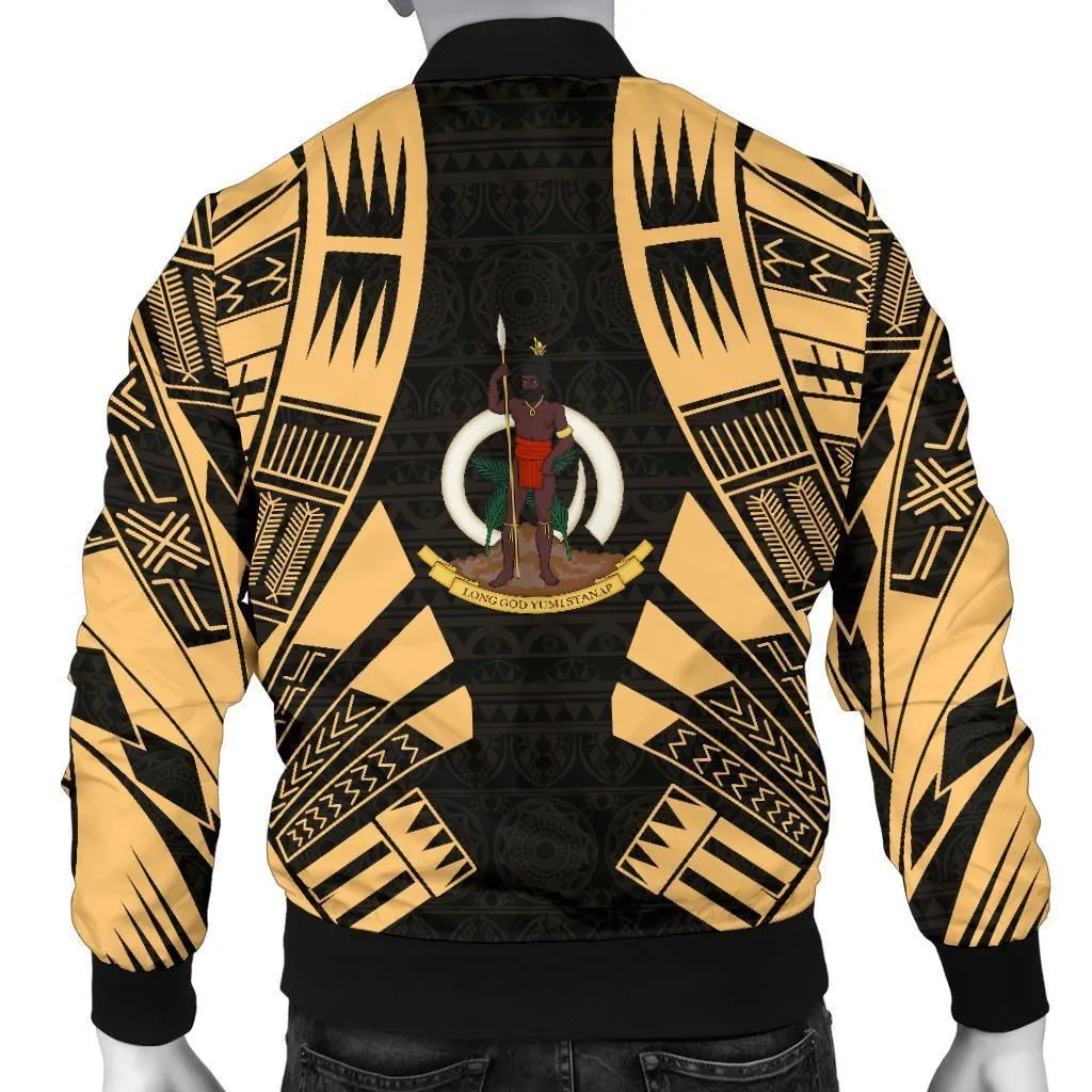Vanuatu Men Bomber Jackets - Polynesian Tattoo Gold