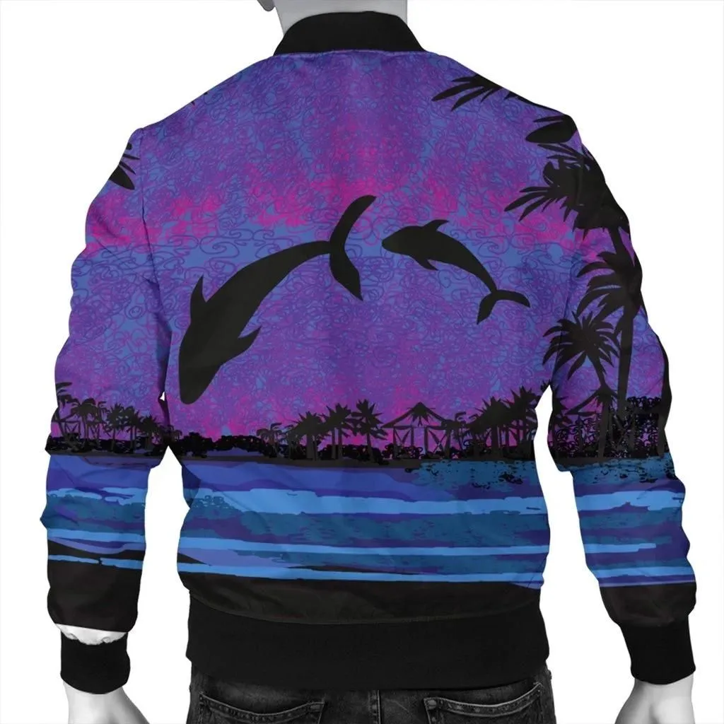 Alohawaii Jacket - Hawaiian Dolphin In Night Polynesian Bomber Jacket - AH - JR